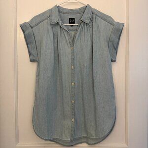 Gap Chambray Short Sleeve Dolman Top